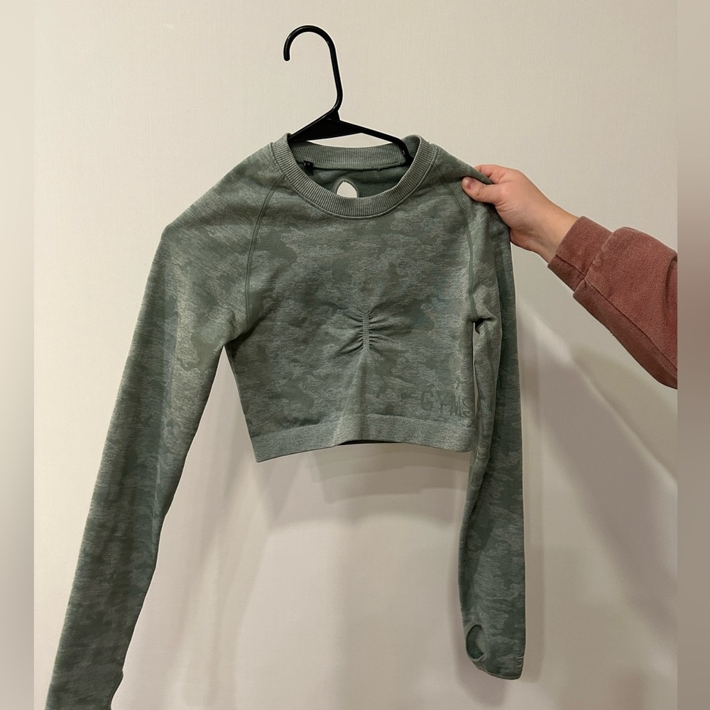 Gymshark green camo crop